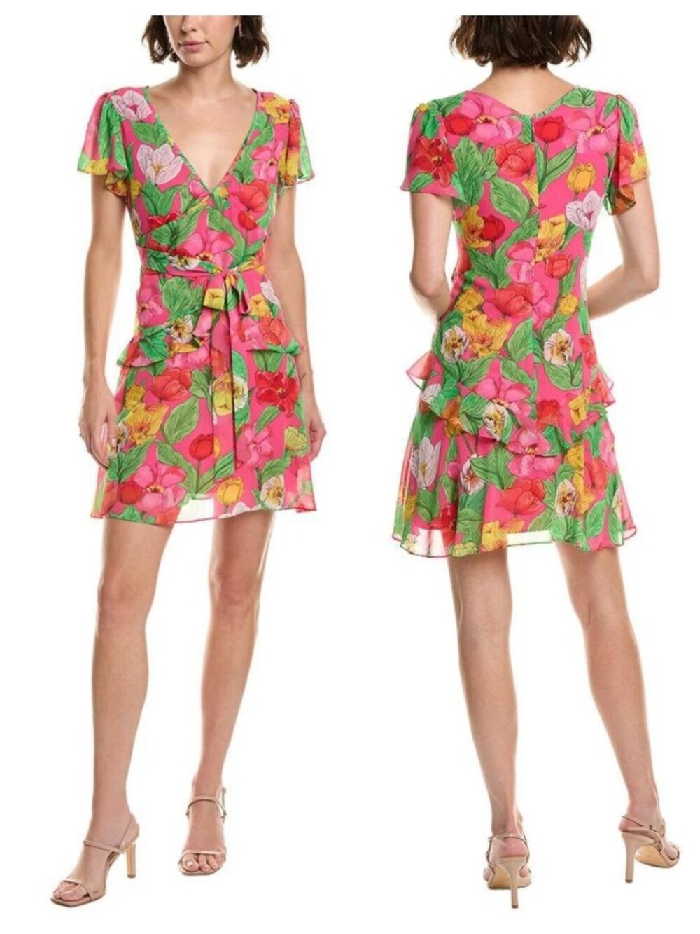 Milly Lee Tulip Rosette Mini Chiffon Dress